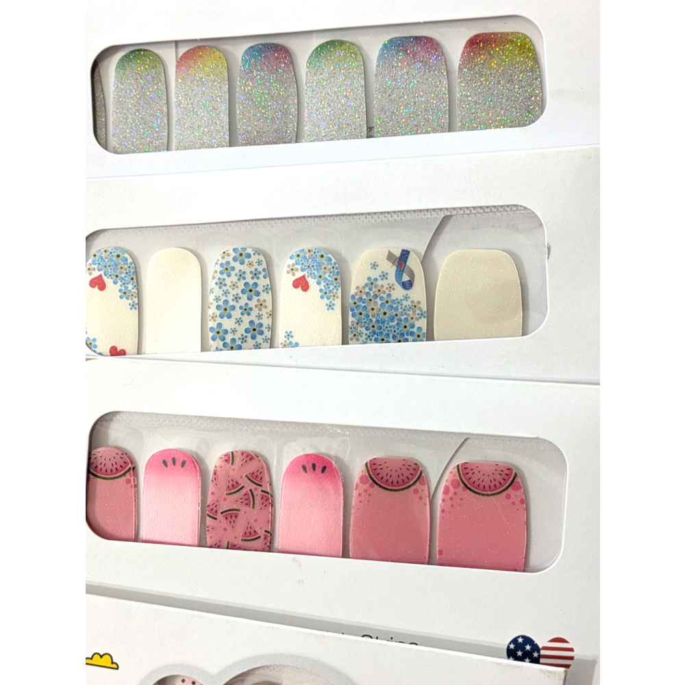 Color Street 100% Real Nail Polish Strips Lot of 5 New Pink cute Hearts *Look* - Picture 3 of 4
